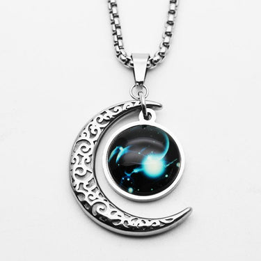 Titanium steel Astrological Zodiac Sign Moon Pendant Necklace